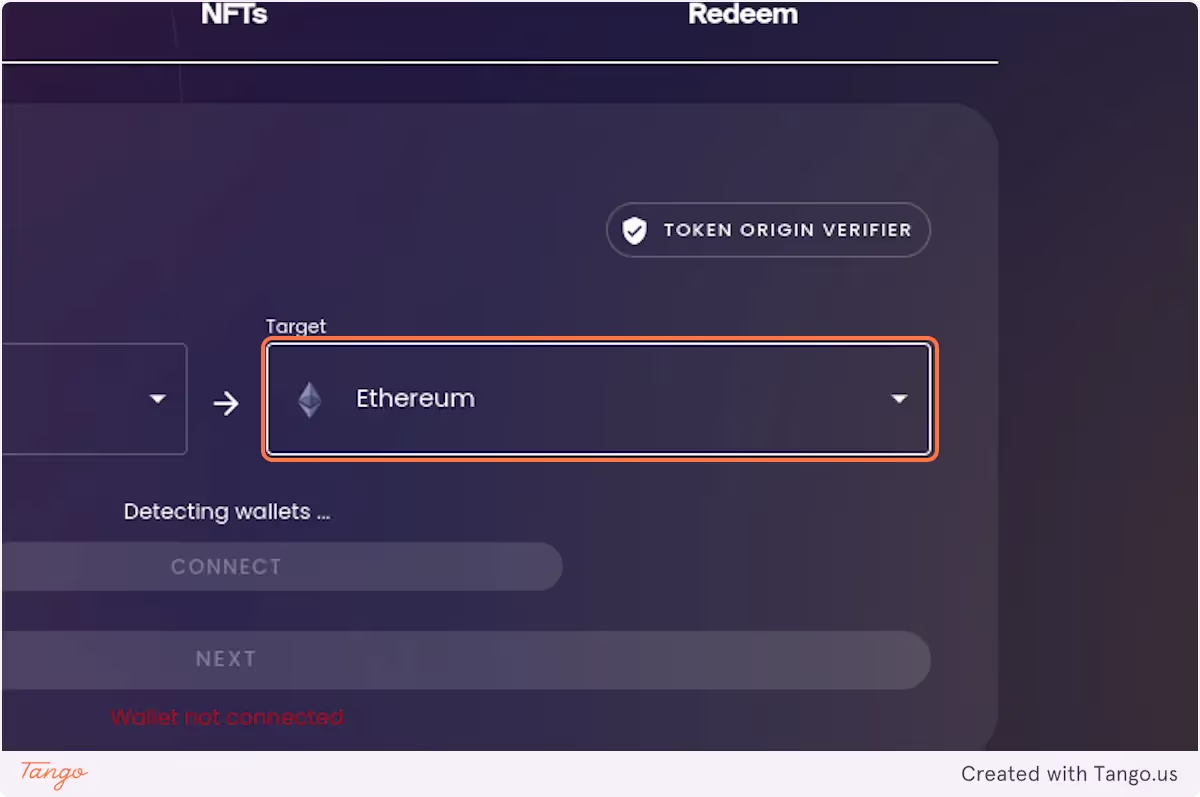 Click on the word Ethereum in the Target field and select Aptos from the list.
