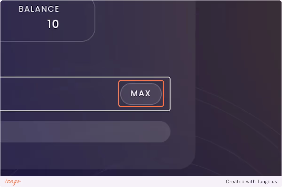 Enter the amount of doodoo to be bridged or click on MAX to bridge the maximum available amount