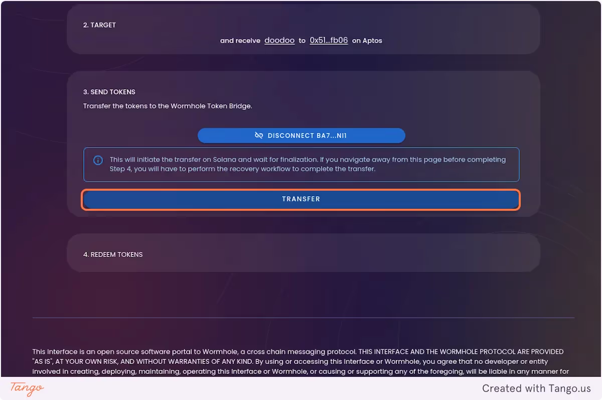 Click on TRANSFER