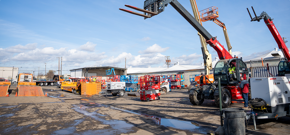 laydown yard with telescope booms