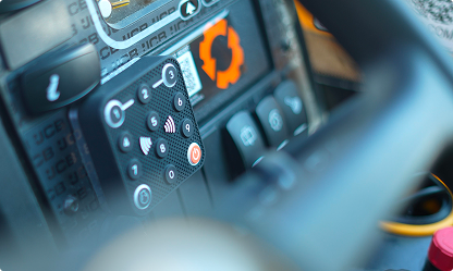 Keypad viewed through steeering wheel