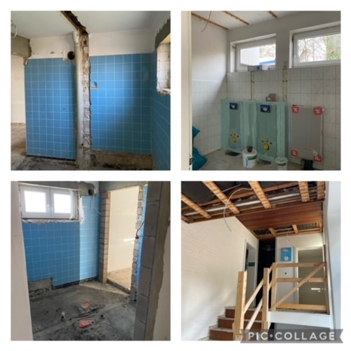 Der Umbau der Sanitärbereiche läuft auf Hochtouren