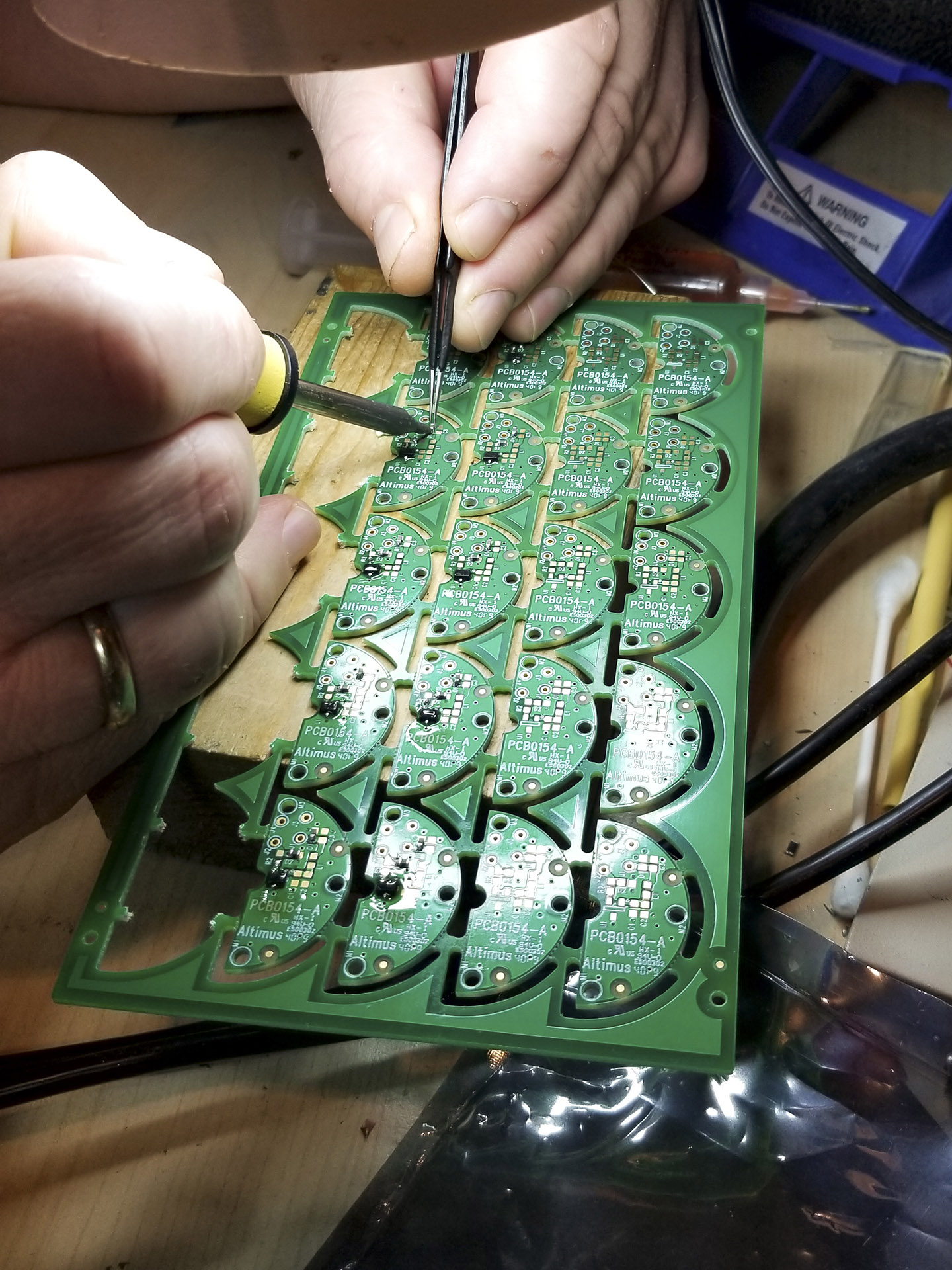 A closeup of the PCBs that are installed in each of the VERO flowmeters.