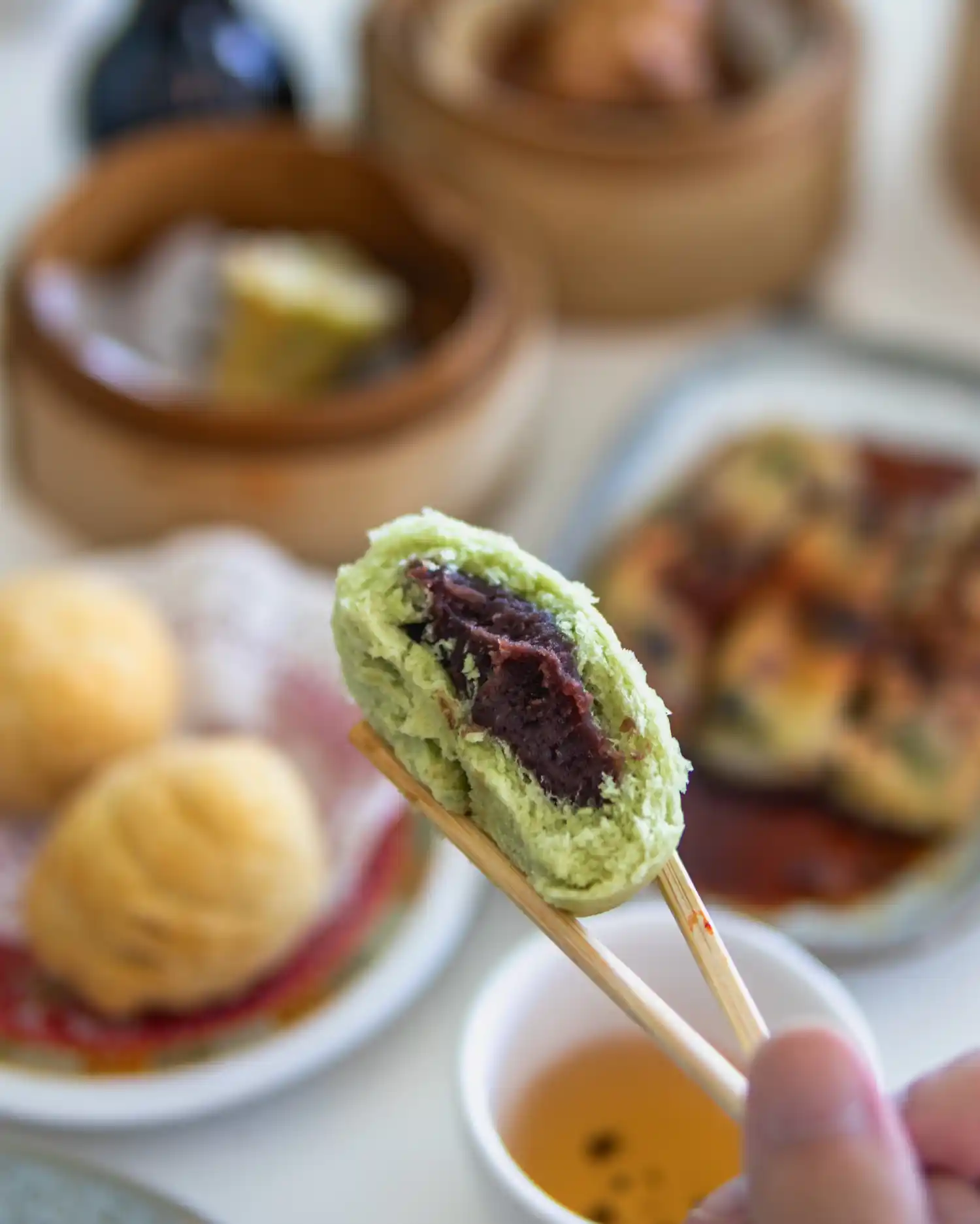 Matcha red bean bun