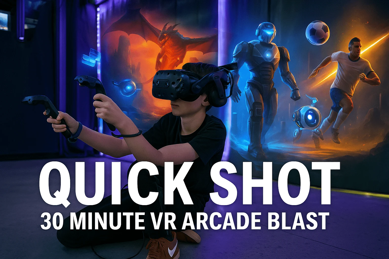 kids playing VR, birthday cake with VR headset