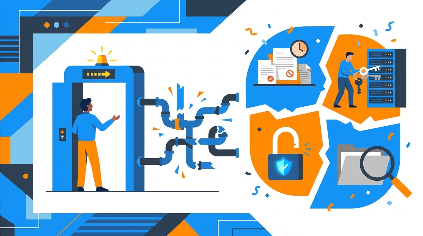 Why Access Automation Breaks When It Lives Outside Work concept illustration - Multiplier
