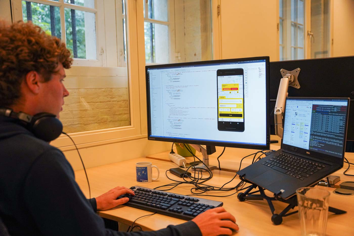Picture of a Flying Fish team member developing the Watertaxi Operations Software