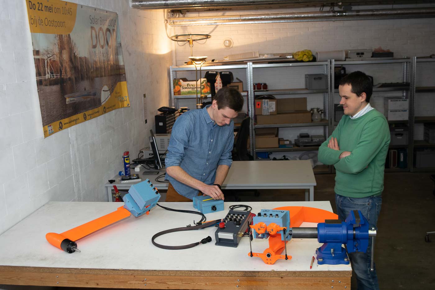 Flying Fish team members building the HEARP hydrofoil test platform