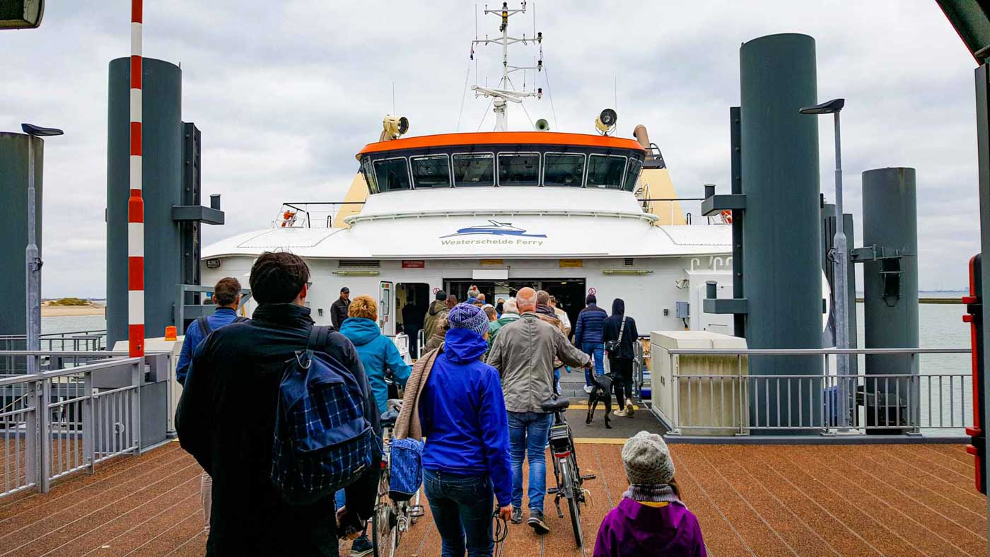 Picture of passengers boarding a Westerschelde ferry