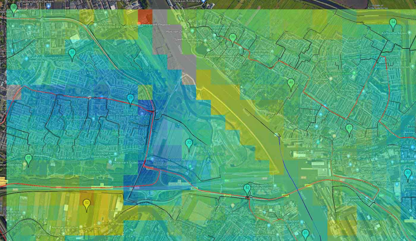 Screenshot of the rapid mobility analysis of the Drechtsteden region