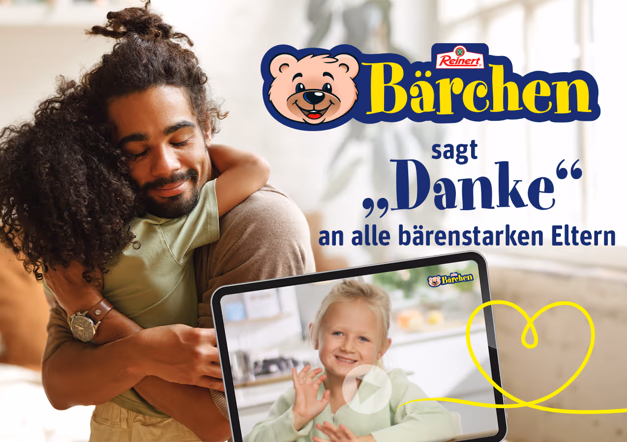 Reinert Bärchen sagt gemeinsam mit Kindern „Danke“ an alle bärenstarken Eltern