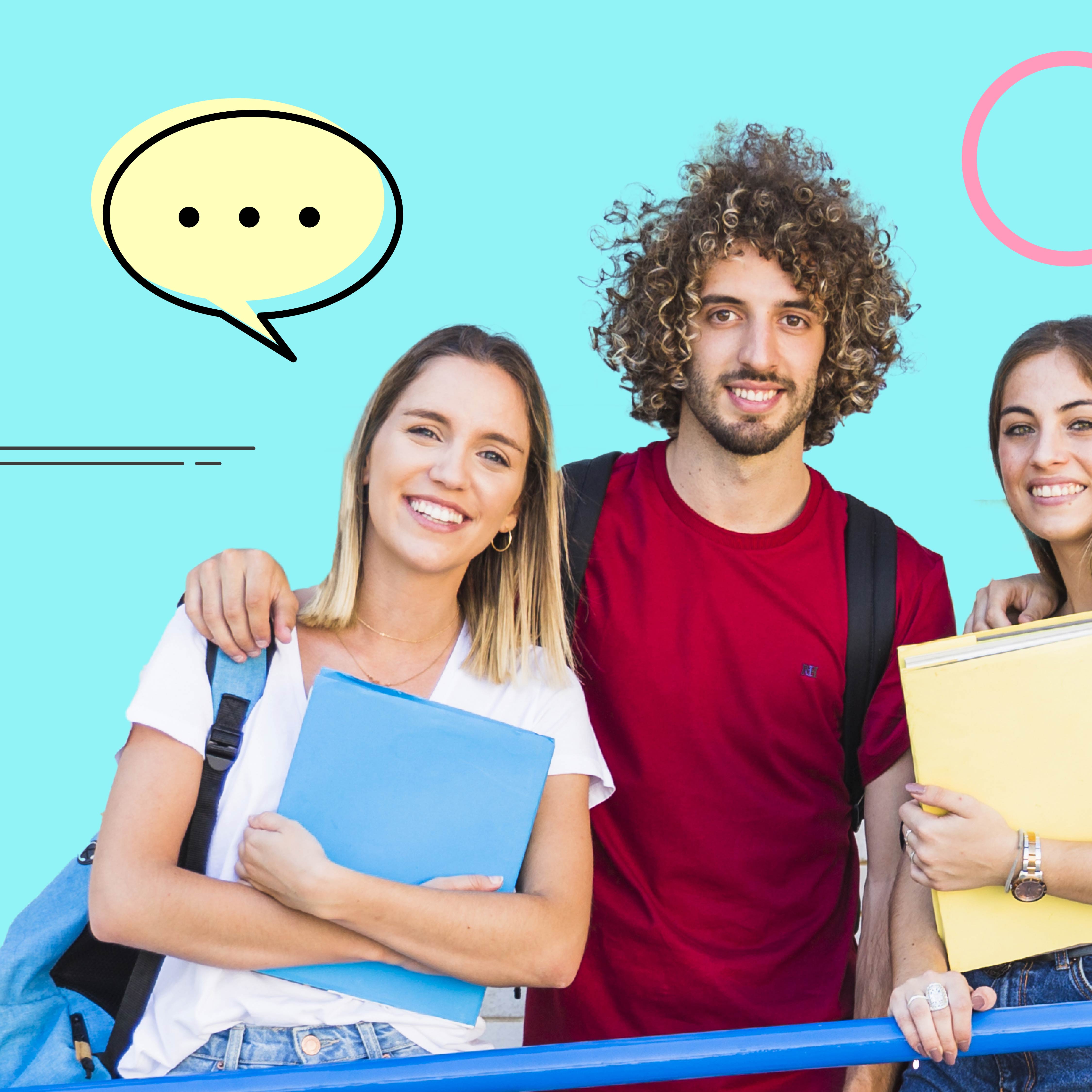 School group of young learners on an English course in the UK
