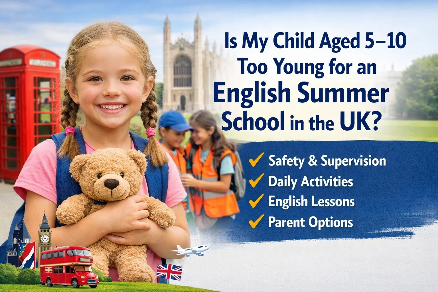 Young children aged 5 to 10 learning English at a UK summer school
