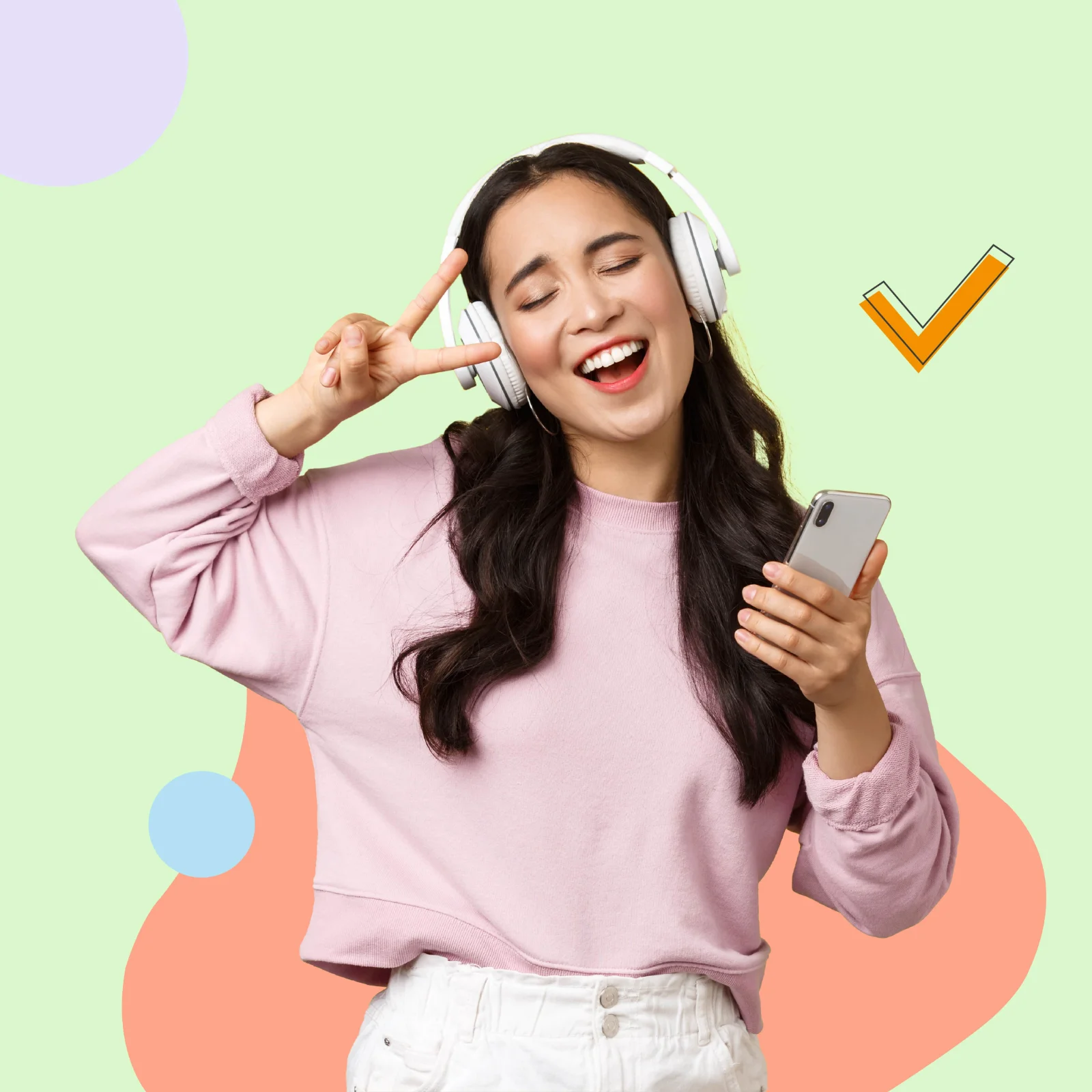 Student learning English by listening to music