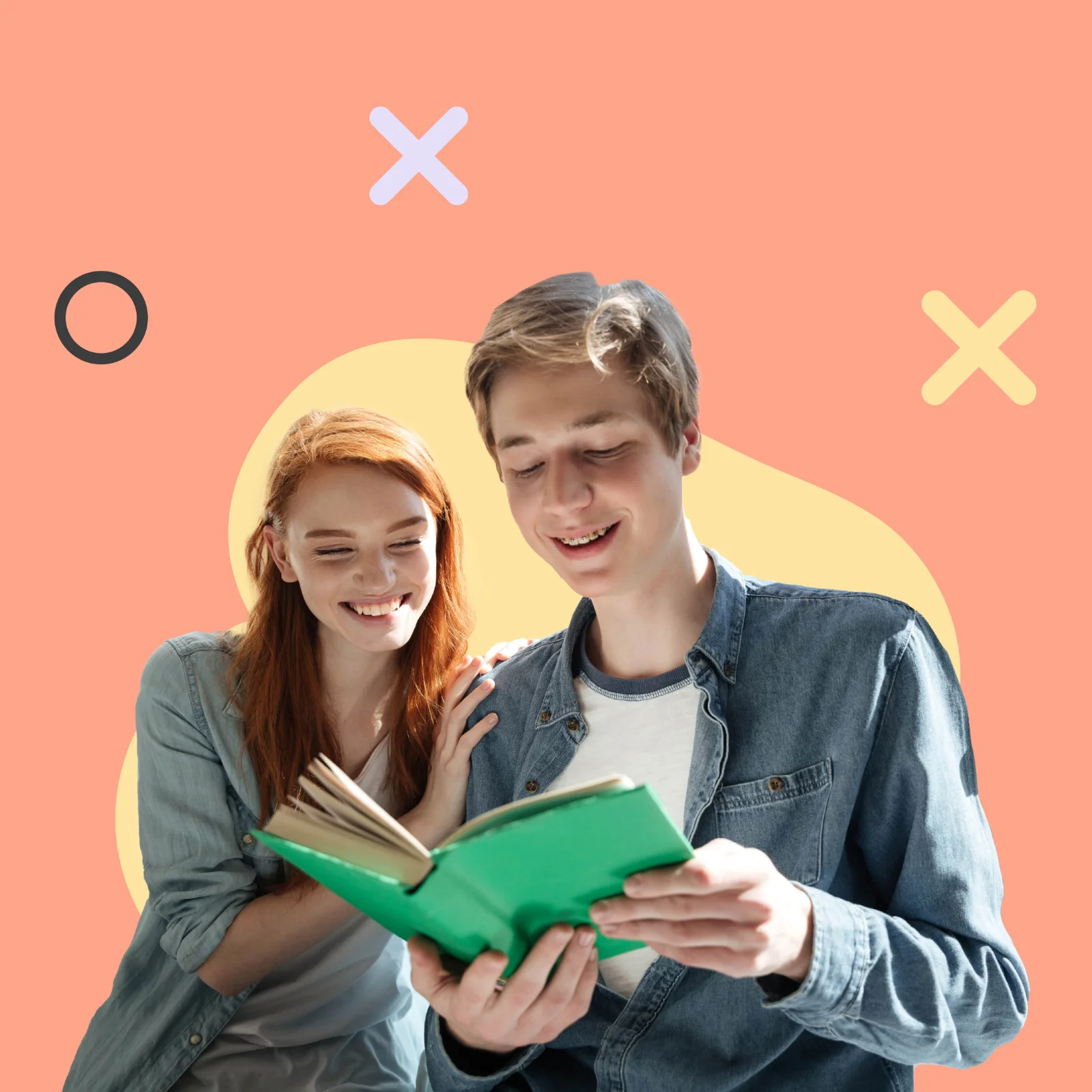 Student reading a book in English
