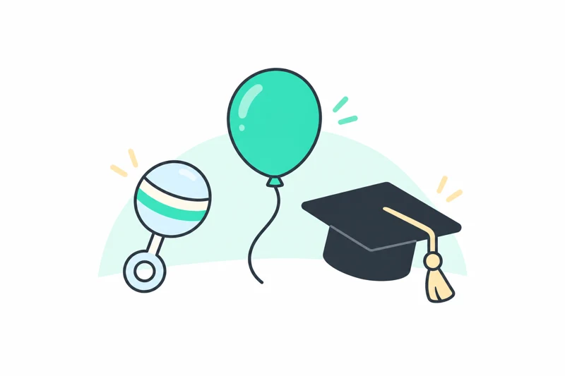 Baby shower, birthday, and graduation milestones