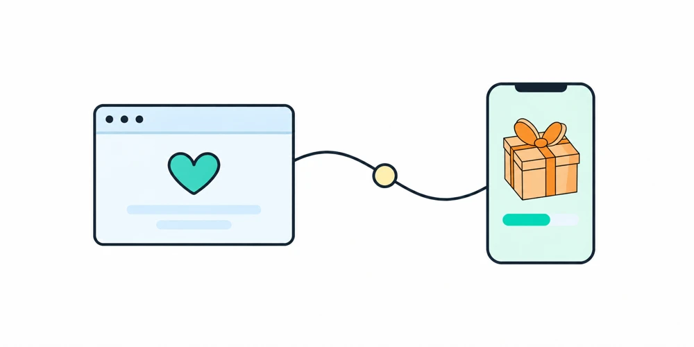 A partner website connected to a gift registry