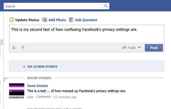 Facebook's posting with public as the default.