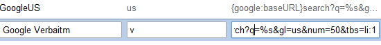 verbatim search shortcut
