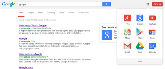 Google homepage on hover.
