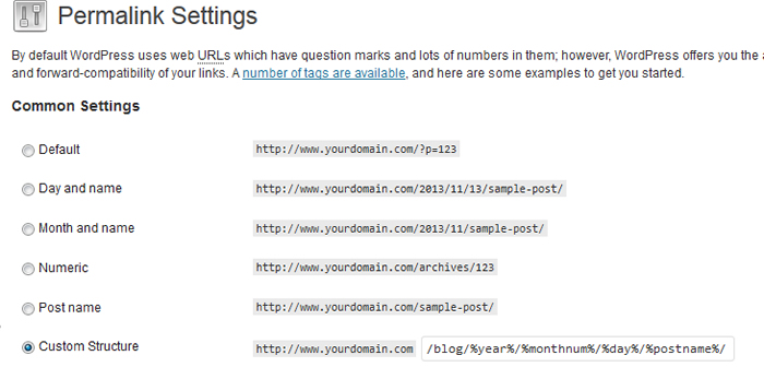 Changing Wordpress Permalinks.