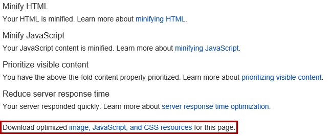 PageSpeed minify resources.