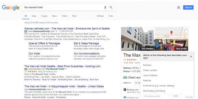 Google asking users about their trips.