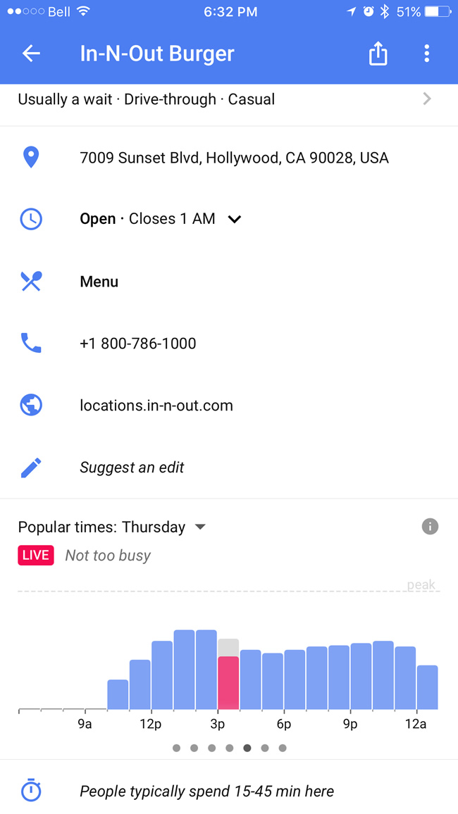 Google Maps iOS busy realtime location indicator.