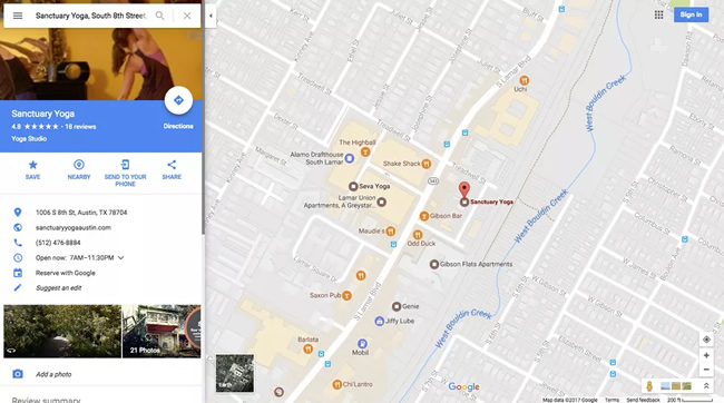 Book fitness class on Google
