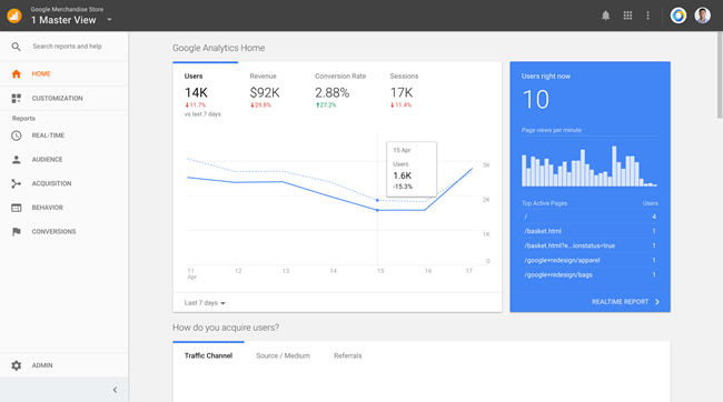 New Google Analytics Homepage