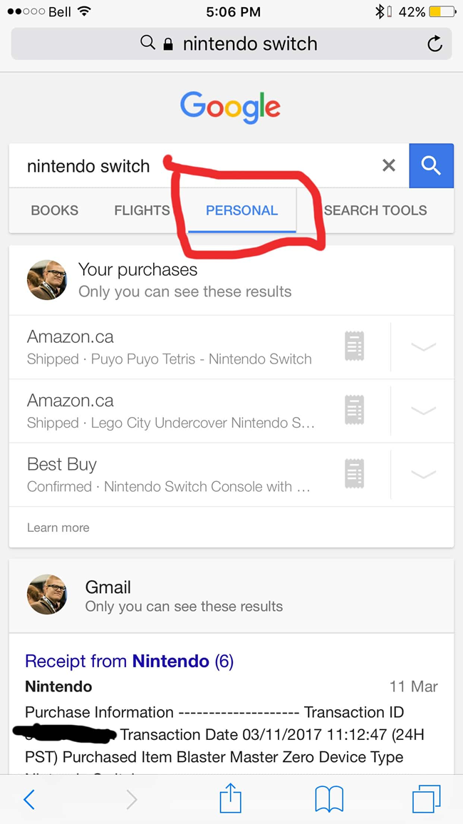 Google Personal Tab