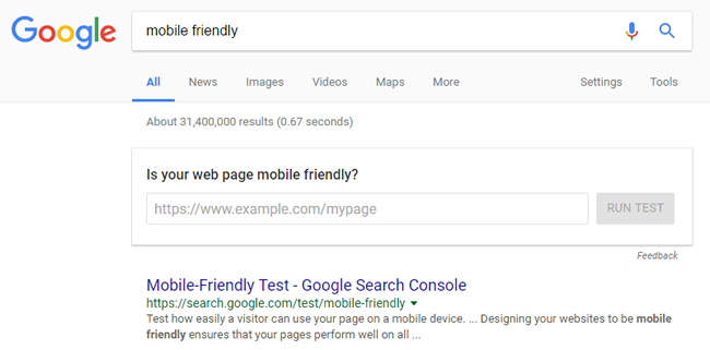Shortly To Mobile Friendly Test