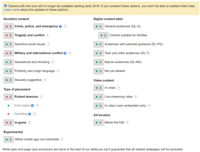 Site category exclusions for Google Display Network getting brand safety update