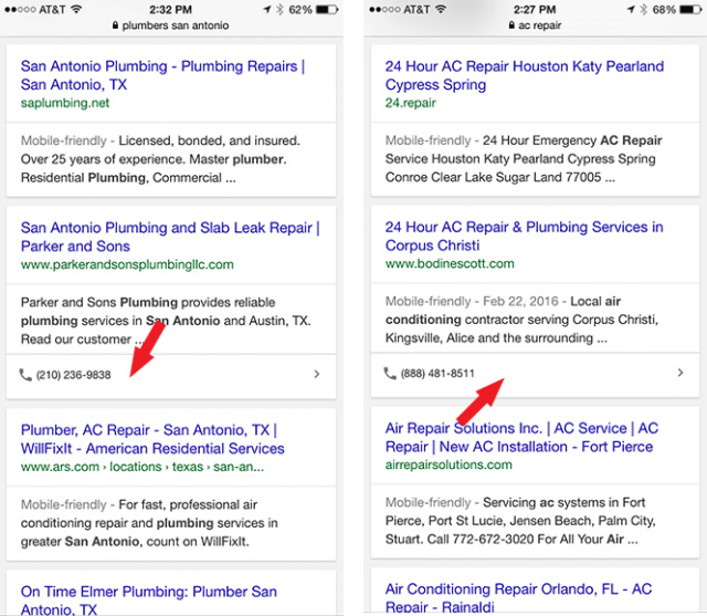 Google Expands Phone Call Organic Links In Search Results