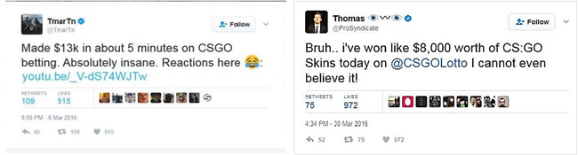 Tweets violating FTC guidelines.