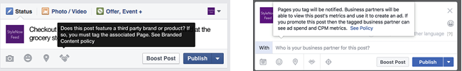 Facebook paid tags.