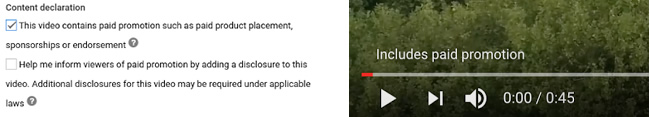 Declare promotional content