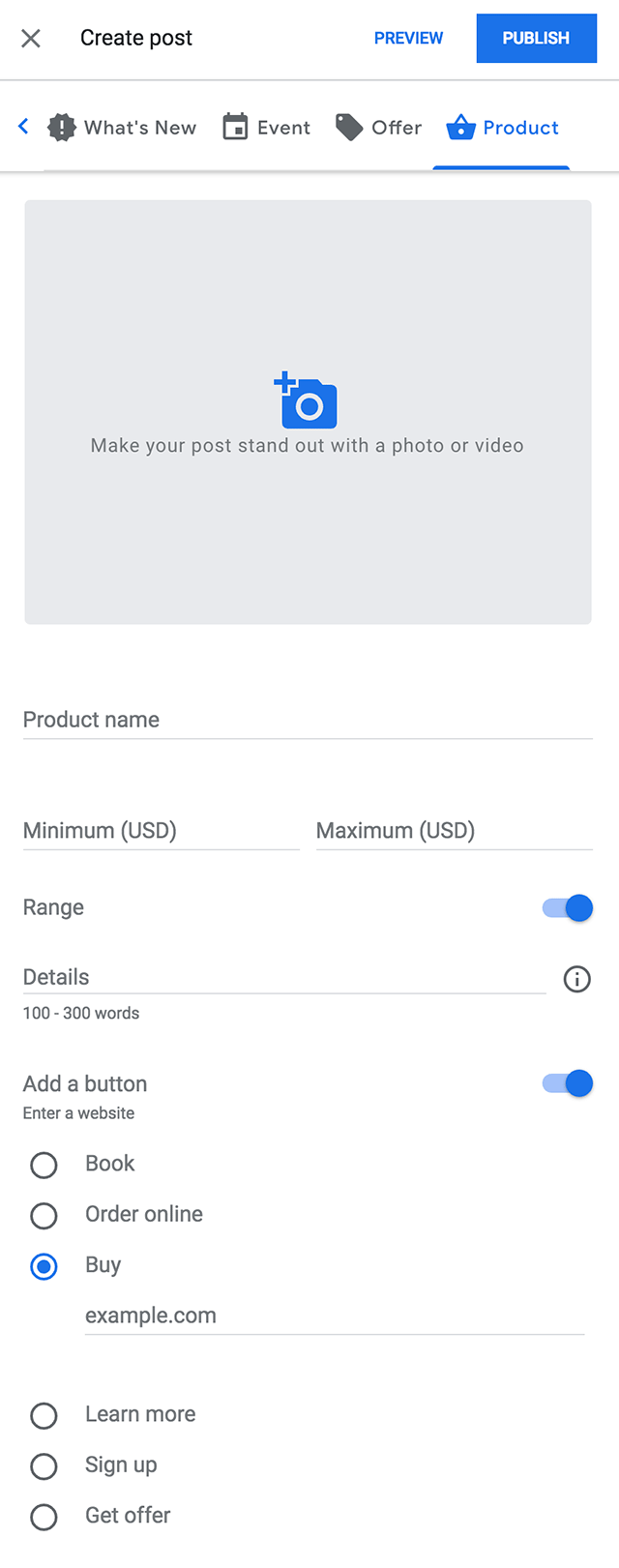 Google Posts adds products and offers