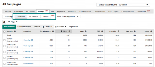 Bing Ads With Enhanced Targeting Settings & Dimensions Tab