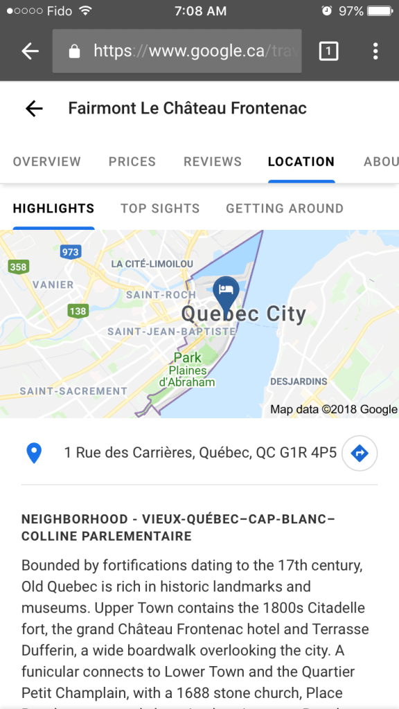Google tests location tab for hotel knowledge panels