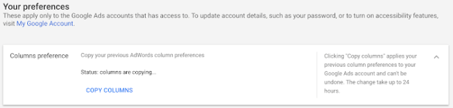 Google Lets Advertisers Copy Column Preferences to the New Google Ads