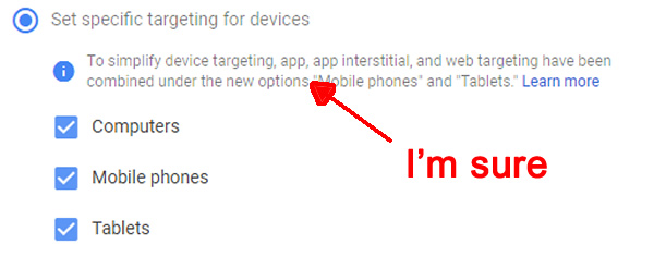 Google Ads Device Selection