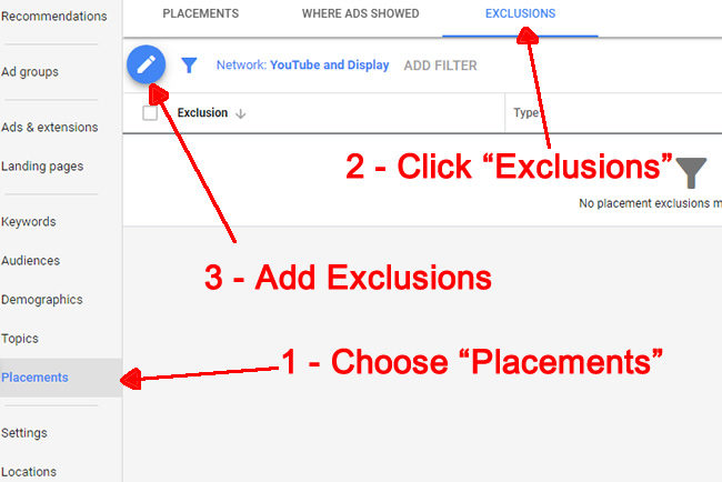 Add exclusions