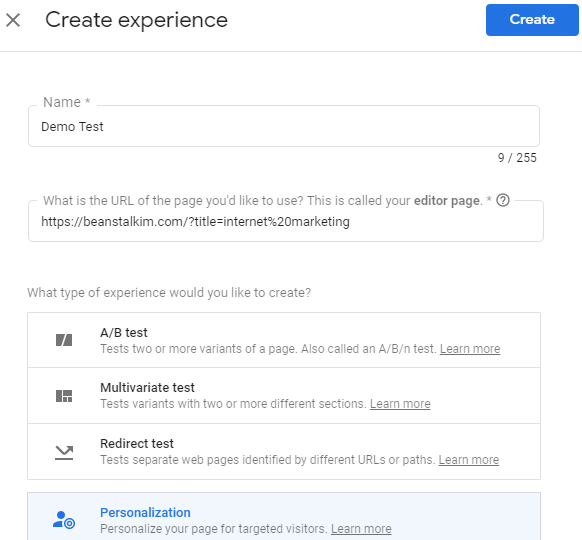 Personalization Experiment
