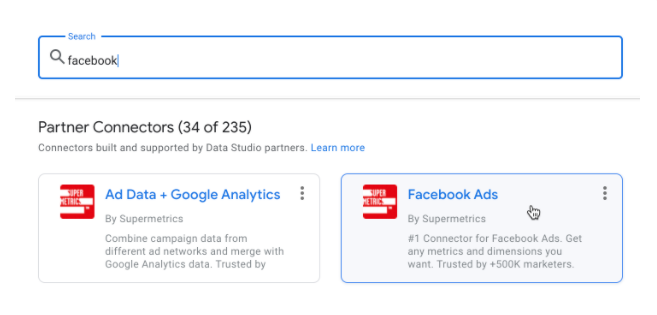 Choose Supermetrics Connector