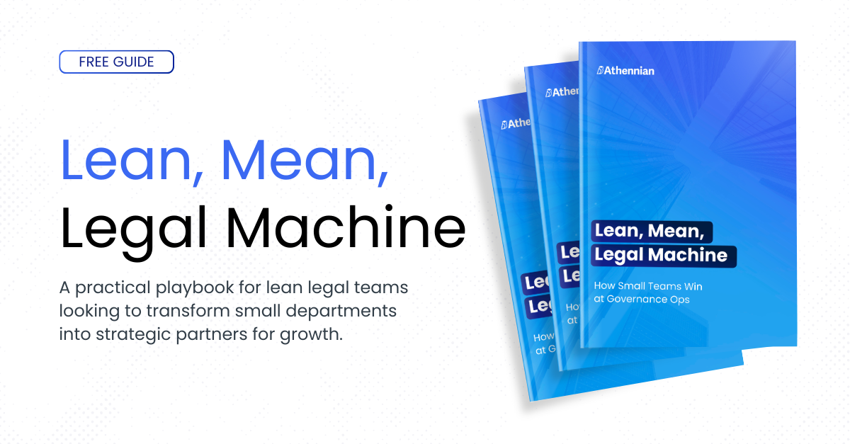 Cover of Lean Legal Team Playbook, titled Lean, Mean, Legal Machine