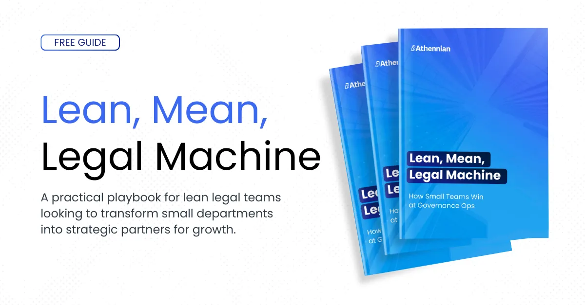 Cover of Lean Legal Team Playbook, titled Lean, Mean, Legal Machine