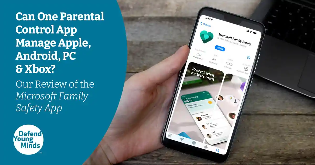 Image of a smart phone with the Microsoft Family Safety app open