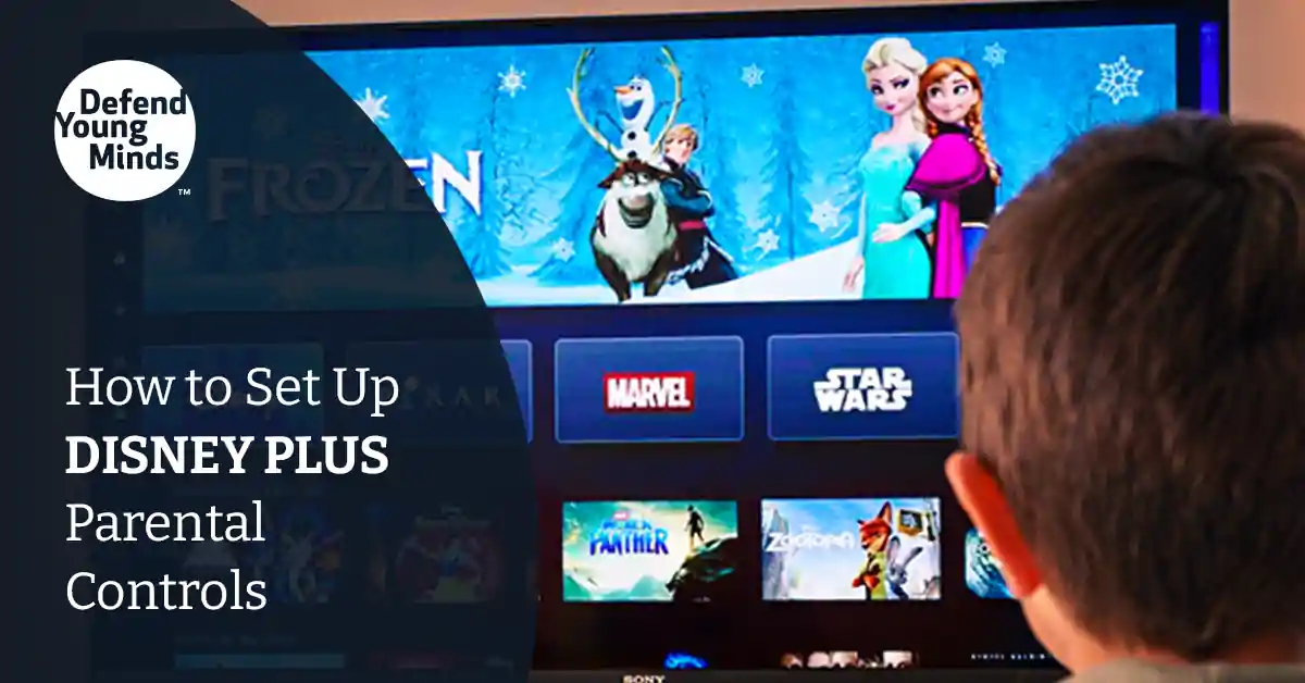 A child watching the movie Frozen on Disney+