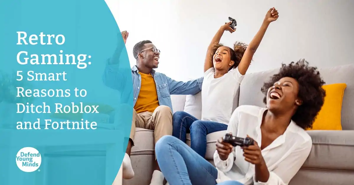 Image of a family having fun together while playing a video game.